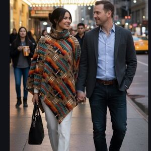 Westen Aztec Handmade Shawl Cowl Fleece Poncho Turtleneck Blanket Ser…